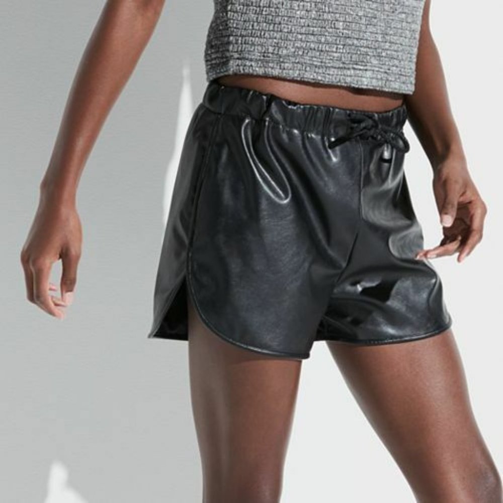 k/lab Faux Leather Shorties Black
